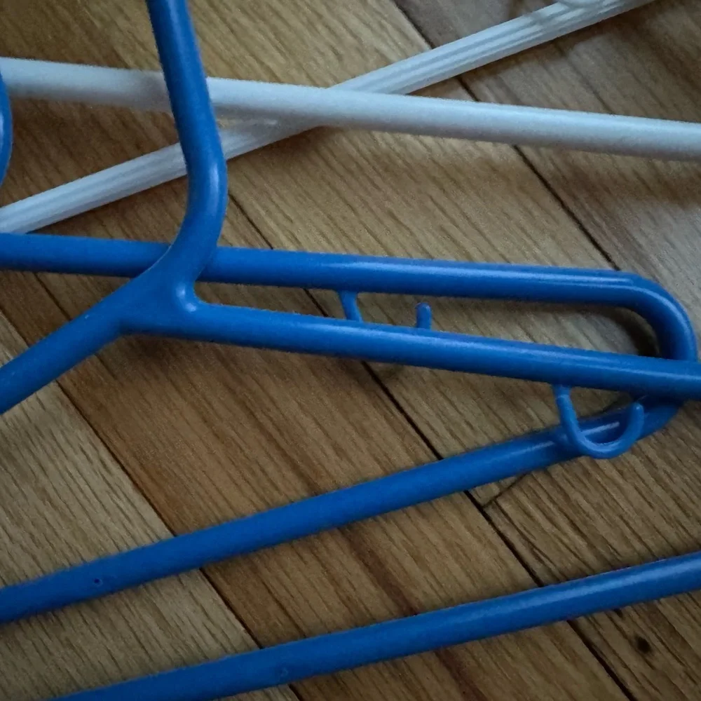 Set of Blue and White Plastic Hangers